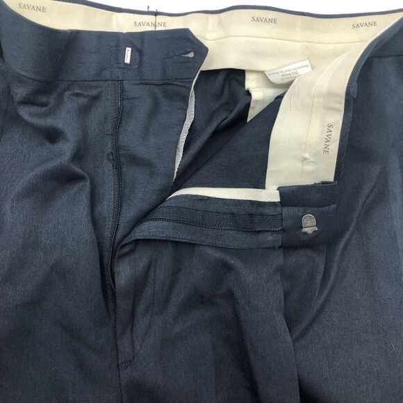 Savane Pleated Dress Pants Men’s 40 x 32 Navy Blue - Picture 7 of 8
